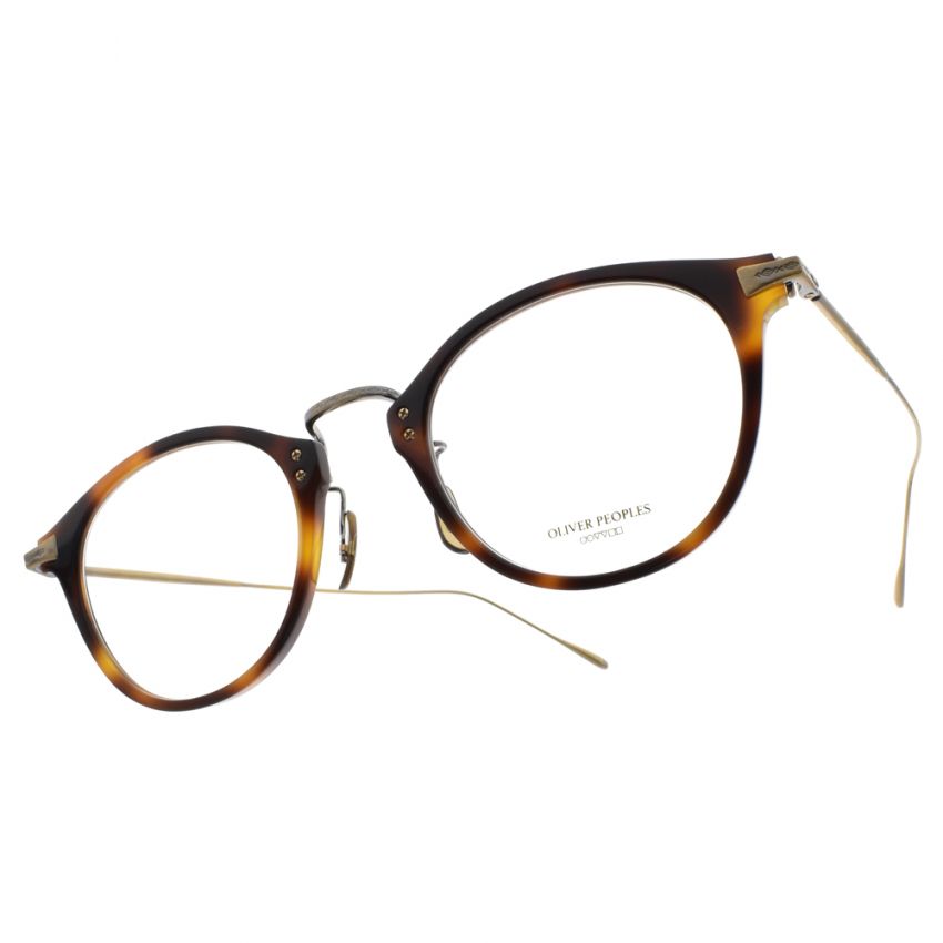 OLIVER PEOPLES 眼鏡CORDING 1007 (琥珀棕-金) 質感金屬半圓框款眼鏡